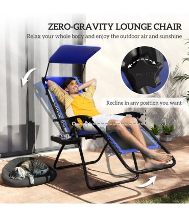 Outsunny Zero Gravity Lounger Chair, Folding Reclining Chair, Blue