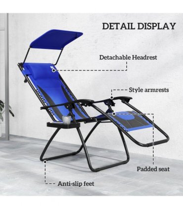 Outsunny Zero Gravity Lounger Chair, Folding Reclining Chair, Blue