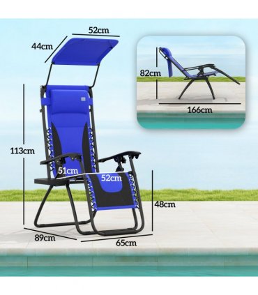 Outsunny Zero Gravity Lounger Chair, Folding Reclining Chair, Blue