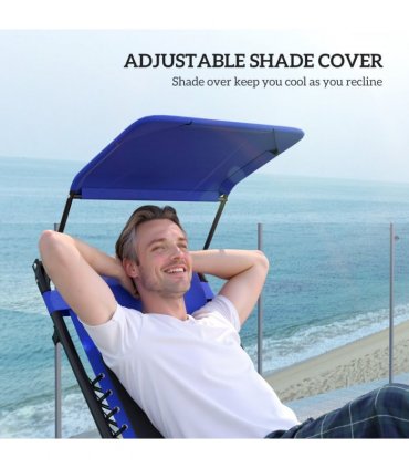 Outsunny Zero Gravity Lounger Chair, Folding Reclining Chair, Blue