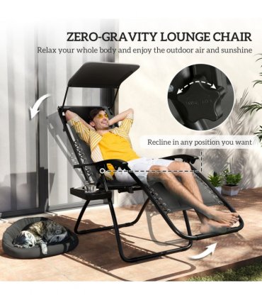 Outsunny Zero Gravity Lounger Chair, Folding Reclining Chair, Black