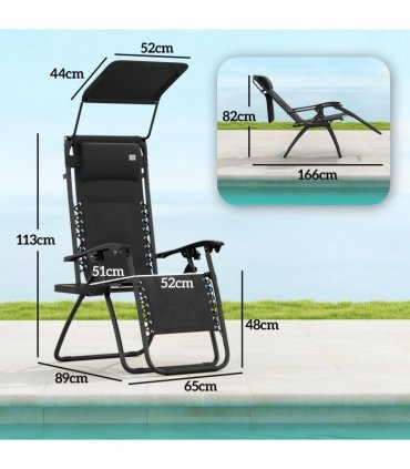 Outsunny 2 Pcs Zero Gravity Lounger Chair, Folding Reclining Chair, Black