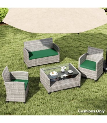 Outsunny 3PCs Rattan Garden Seat Cushions Pads for Patio Furniture Green