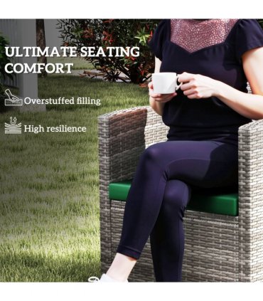 Outsunny 3PCs Rattan Garden Seat Cushions Pads for Patio Furniture Green