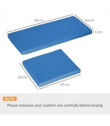 Outsunny 3PCs Rattan Garden Seat Cushions Pads for Patio Furniture Sky Blue