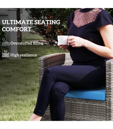 Outsunny 3PCs Rattan Garden Seat Cushions Pads for Patio Furniture Sky Blue