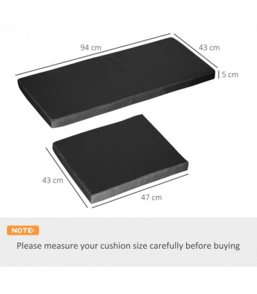 Outsunny 3PCs Rattan Garden Seat Cushions Pads for Patio Furniture Black