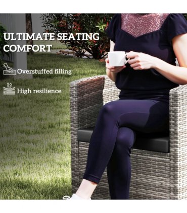 Outsunny 3PCs Rattan Garden Seat Cushions Pads for Patio Furniture Black