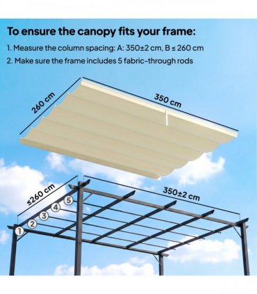 Outsunny Pergola Shade Cover Replacement Canopy for 4 x 3(m) Pergola, Cream