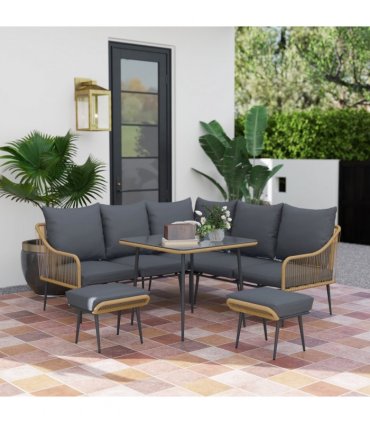 Stylish Six-Piece Balcony Furniture Set - Comfortable Outdoor Living