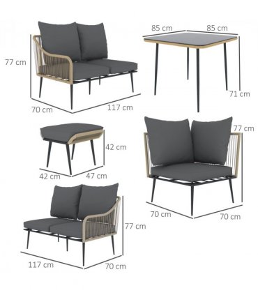 Stylish Six-Piece Balcony Furniture Set - Comfortable Outdoor Living