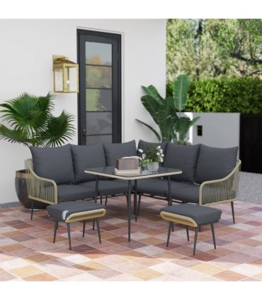 Stylish Six-Piece Balcony Furniture Set - Comfortable Outdoor Living