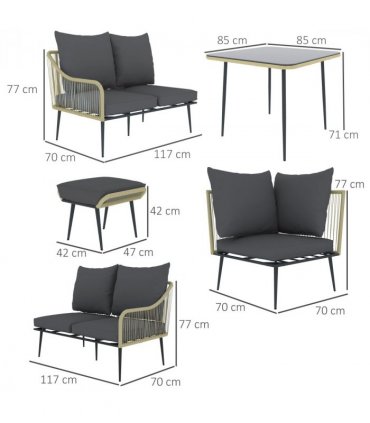 Stylish Six-Piece Balcony Furniture Set - Comfortable Outdoor Living