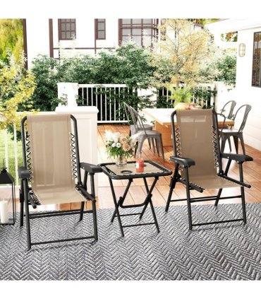 Outdoor Three-Piece Folding Set - Portable Chairs & Table for Easy Storage