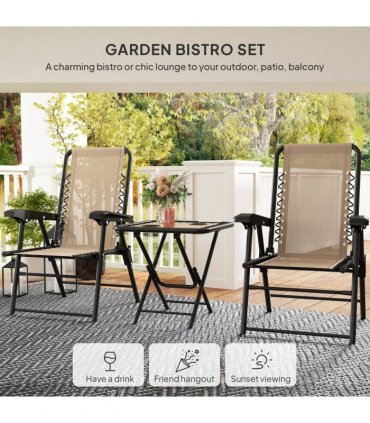 Outdoor Three-Piece Folding Set - Portable Chairs & Table for Easy Storage