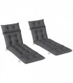 Outsunny Garden Lounge Chair Cushions Set of 2, 220gsm Fabric, Dark Grey