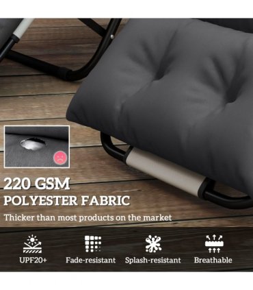 Outsunny Garden Lounge Chair Cushions Set of 2, 220gsm Fabric, Dark Grey