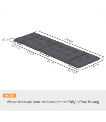 Outsunny Garden Lounge Chair Cushions Set of 2, 220gsm Fabric, Dark Grey