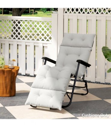 Outsunny Sun Lounger Cushion Only, Garden Lounge Chair Cushion, Light Grey