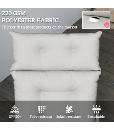 Outsunny Sun Lounger Cushion Only, Garden Lounge Chair Cushion, Light Grey