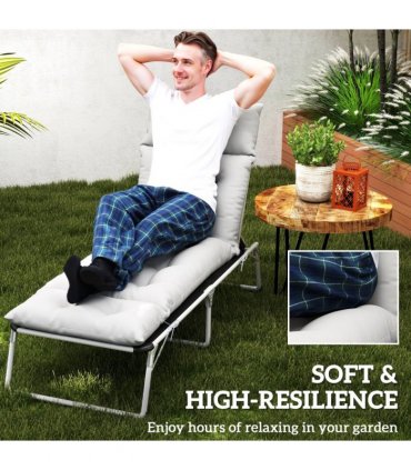 Outsunny Sun Lounger Cushion Only, Garden Lounge Chair Cushion, Light Grey
