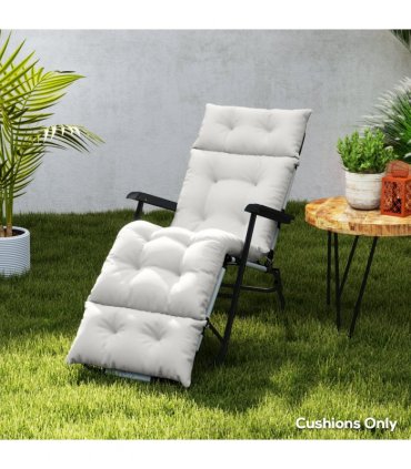Outsunny Sun Lounger Cushion Only, Garden Lounge Chair Cushion, Light Grey