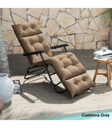 Outsunny Sun Lounger Cushion Only, Garden Lounge Chair Cushion, Khaki