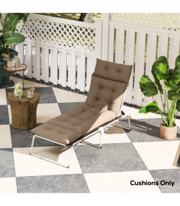 Outsunny Sun Lounger Cushion Only, Garden Lounge Chair Cushion, Khaki