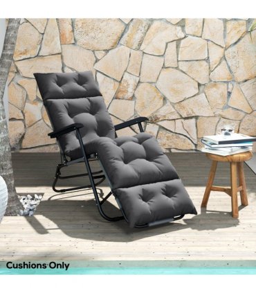Outsunny Sun Lounger Cushion Only, Garden Lounge Chair Cushion, Dark Grey