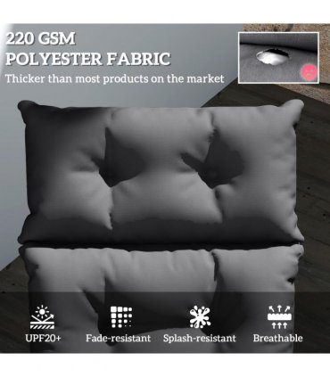 Outsunny Sun Lounger Cushion Only, Garden Lounge Chair Cushion, Dark Grey