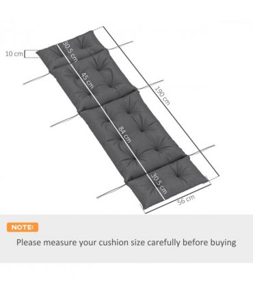 Outsunny Sun Lounger Cushion Only, Garden Lounge Chair Cushion, Dark Grey