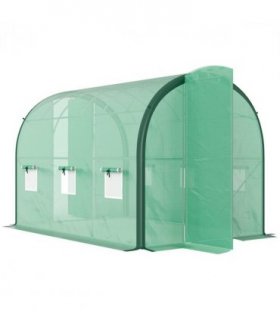 Outsunny Tunnel Greenhouse Upgraded Structure, Hinged Doors, 3 x 2(m), Green