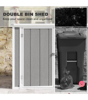 Outsunny 4.7 x 2.5FT Lockable Garden Shed, Double Bin Storage Shed, Grey