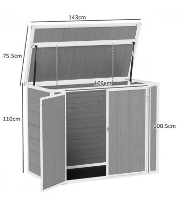 Outsunny 4.7 x 2.5FT Lockable Garden Shed, Double Bin Storage Shed, Grey