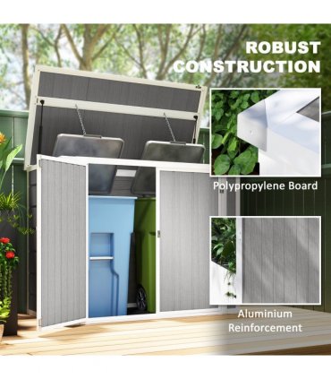 Outsunny 4.7 x 2.5FT Lockable Garden Shed, Double Bin Storage Shed, Grey