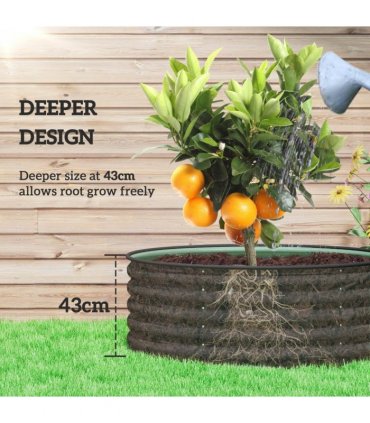Outsunny Galvanised Planter with Gloves, 120 x 120 x 43cm, Light Green