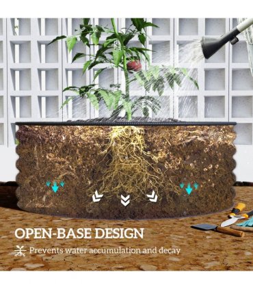 Outsunny Galvanised Planter with Gloves, 120 x 120 x 43cm, Light Green