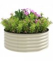 Outsunny Galvanised Planter with Gloves, 120 x 120 x 43cm, Cream White