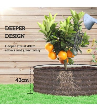 Outsunny Galvanised Planter with Gloves, 120 x 120 x 43cm, Cream White
