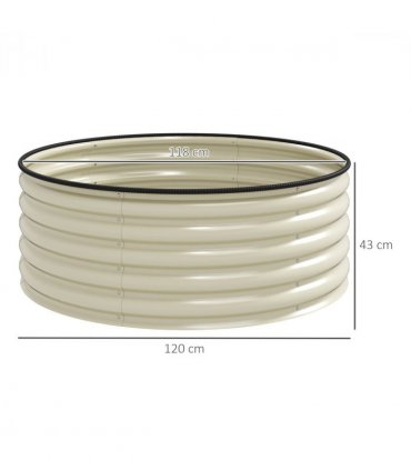 Outsunny Galvanised Planter with Gloves, 120 x 120 x 43cm, Cream White