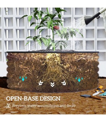 Outsunny Galvanised Planter with Gloves, 120 x 120 x 43cm, Cream White