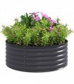 Outsunny Galvanised Planter with Gloves, 120 x 120 x 43cm, Dark Grey