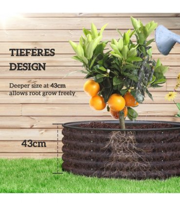 Outsunny Galvanised Planter with Gloves, 120 x 120 x 43cm, Dark Grey