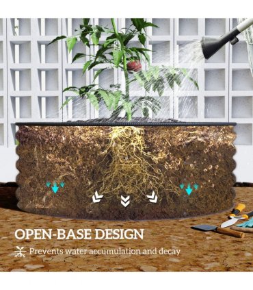 Outsunny Galvanised Planter with Gloves, 120 x 120 x 43cm, Dark Grey