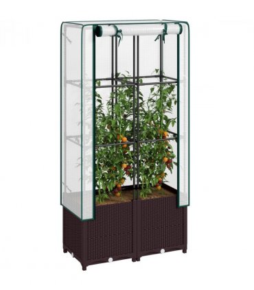 Outsunny Plastic Vegetable Planter with Trellis, 80 x 40 x 140 cm