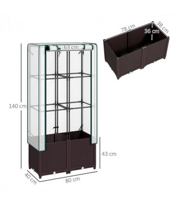 Outsunny Plastic Vegetable Planter with Trellis, 80 x 40 x 140 cm