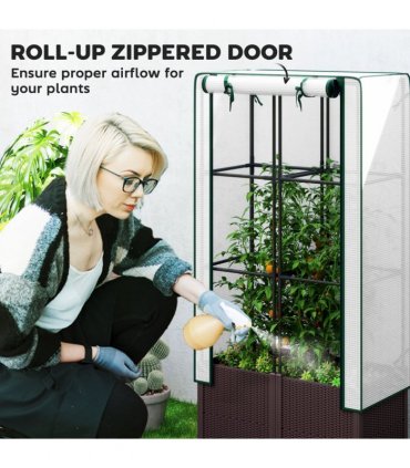 Outsunny Plastic Vegetable Planter with Trellis, 80 x 40 x 140 cm