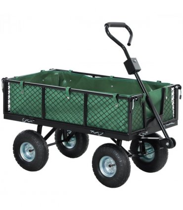 Outsunny Garden Cart with Removable Liner, Quick-Release Sides, Green