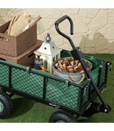 Outsunny Garden Cart with Removable Liner, Quick-Release Sides, Green