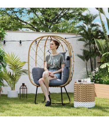 Egg-Shaped Garden Chair with Cushions - Luxurious Outdoor Comfort